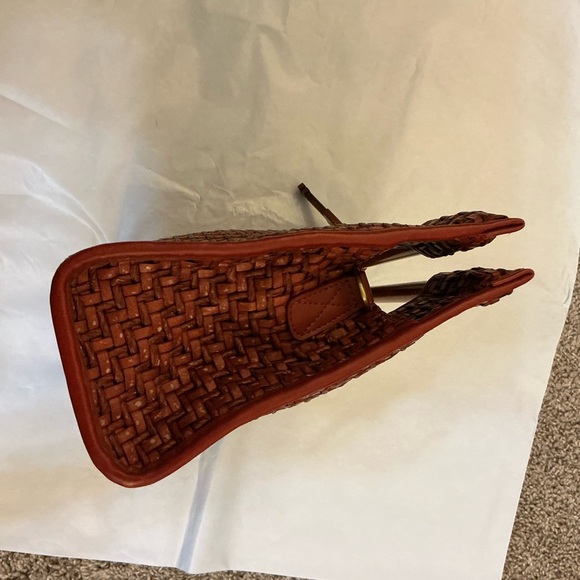 Vintage FOSSIL Woven Wicker and Leather With Bamboo Handle Handbag Purse - Picture 6 of 11